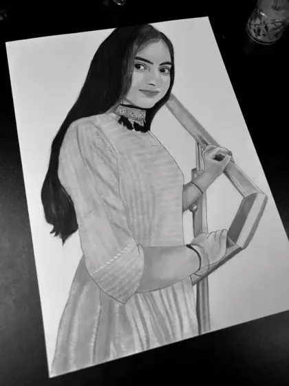 A different angle of the Gorakhpur portrait, showing the depth and realism of the finished piece.