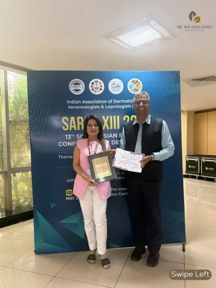 Receiving an award at the South-Asian Regional Conference of Dermatology (SARCD) 2025. I am grateful for the recognition of my contributions to the scientific discourse.