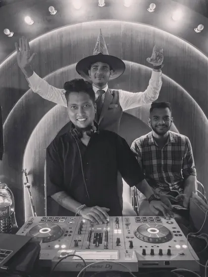 Posing with the team at a Halloween party in 2023. I love themed events where everyone, including the DJ, gets to dress up and have fun.