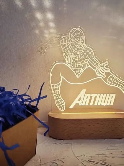 Light up their world with a personalised Spider-Man LED night lamp. It's a cool and comforting addition to any kid's bedroom, customised with their name.