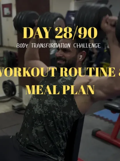 A snapshot from Day 28 of my body transformation challenge. This image captures a moment from my shoulder workout, a key part of building a balanced physique.