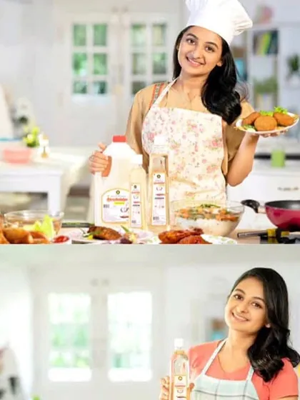 Another shot from the cooking oil campaign, showcasing a happy and confident home cook. The makeup and styling were designed to be approachable and aspirational.