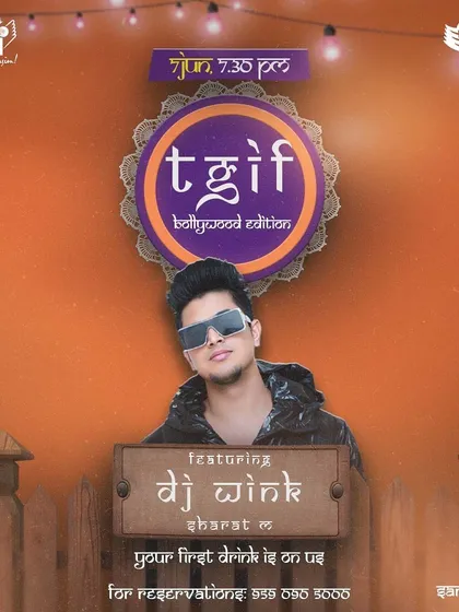 A variation of the TGIF event poster, showing the consistent branding for my popular Bollywood nights.