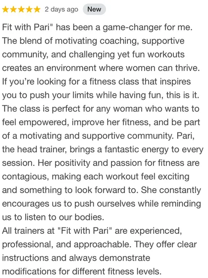 This review describes our program as a "game-changer." It highlights the motivating coaching, supportive community, and fun workouts that create an environment where women can thrive and feel empowered.