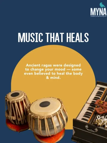 Music That Heals. This slide from our series explains that ancient ragas were designed to change your mood, with some even believed to heal the body and mind, showcasing the therapeutic power of Indian music.