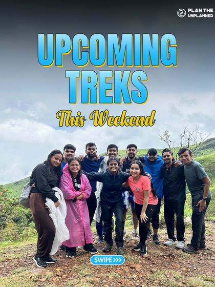 A happy group of trekkers on a misty mountain. See our list of upcoming treks and find the perfect one for your weekend.