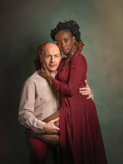 This studio portrait is intense and powerful. The posing, the lighting, and the expressions all come together to create an image that feels like a classic work of art.