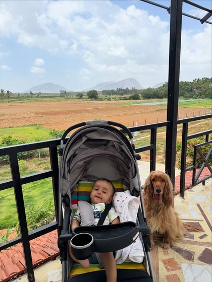 The perfect view for a morning stroll with both my boys. Traveling with them is always an adventure.