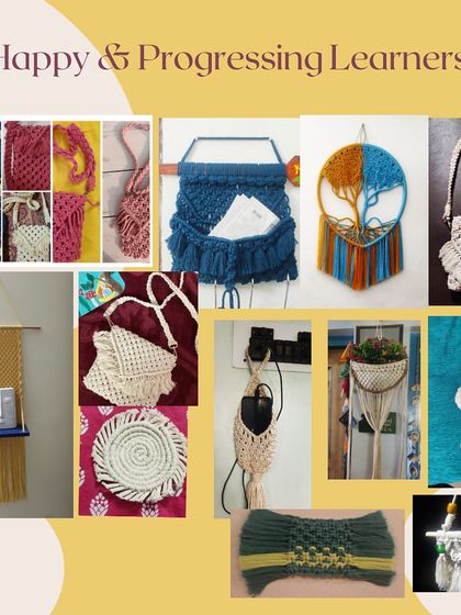 This collage shows the wide range of items my students learn to make. You can see phone slings, wall pockets, tree of life hangings, and more. My course is designed to help you kickstart your own creative journey.