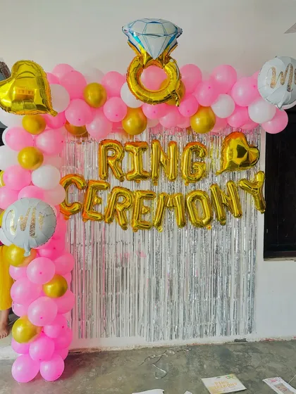 Another shot of the fun and festive ring ceremony decoration.