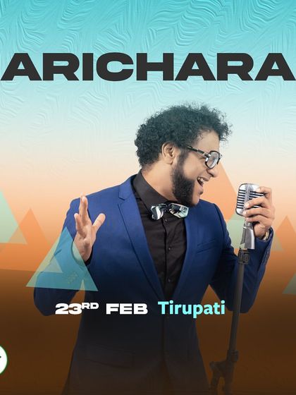 The official poster for playback singer Haricharan's show in Tirupati, showcasing our diverse roster of artists for college fests.