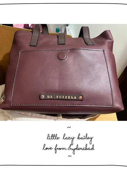 A beautiful monogram detail on a Little Lazy Bailey tote for our patron Lavanya's mother. Adding a name or initials is a wonderful way to make a gift feel extra special and personal.