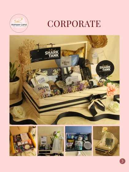 I was thrilled to curate corporate hampers for a Shark Tank brand. This image showcases a custom-branded gift set, demonstrating my ability to create high-impact, professional gifts that align with a client's brand identity.