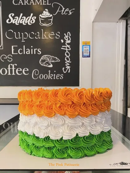Corporate celebrations often include national holidays. This cake, decorated with rosettes in the colors of the Indian flag, is perfect for an office Independence Day or Republic Day event.