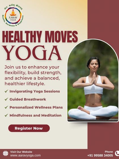"Healthy Moves Yoga." This ad details our invigorating sessions, guided breathwork, and personalized wellness plans designed to enhance flexibility, build strength, and achieve a balanced lifestyle.