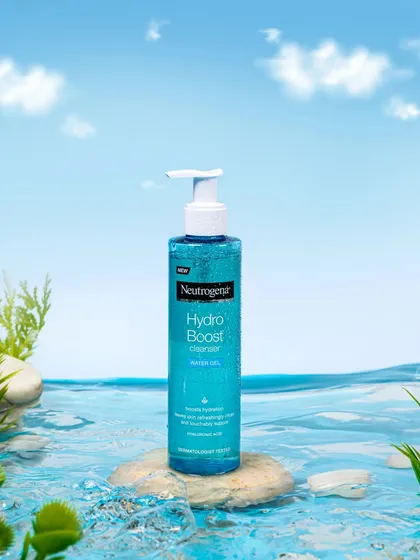 This conceptual shot for Neutrogena's Hydro Boost line uses water and a clean, bright background to visually represent the product's core promise: hydration. It's an example of how I translate a brand's message into a powerful visual.