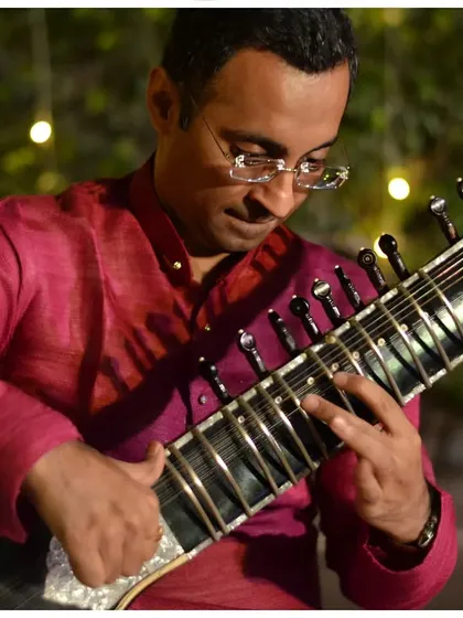 Deep in concentration during a complex musical passage.