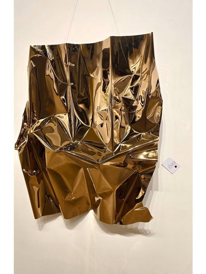 My work, a bronze-gold Meteor sculpture, found a new home on the preview night of the Art for Concern show at Jehangir Art Gallery.