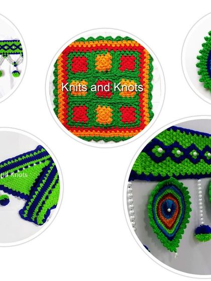 Celebrating the color green for Navratri with a collage of my green-themed creations, including peacock designs and thali covers.