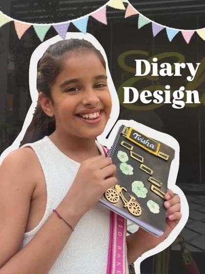 This student chose a fun, whimsical theme for her diary, complete with a bicycle and floral accents.
