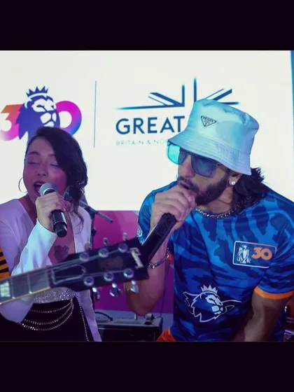 Another shot of the jam session with Ranveer Singh. Our ability to be spontaneous and interact with guests makes every event unique.