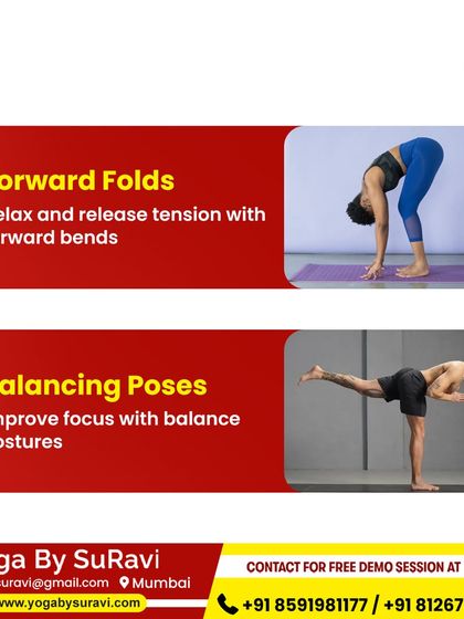 Find mental clarity with forward folds to release tension and balancing poses like Warrior III to improve focus.