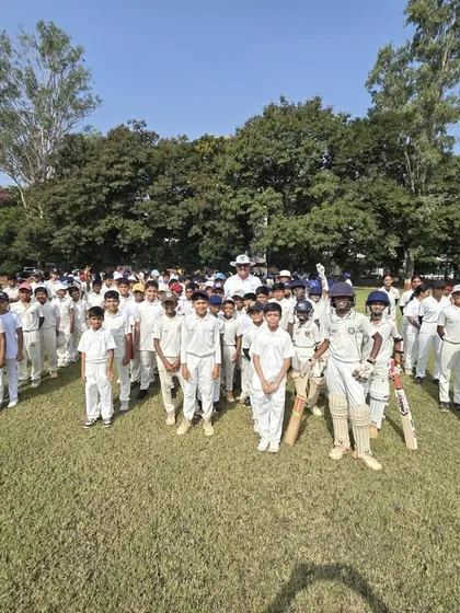 A group photo with the U-12 aspirants at the New Panvel selection trials. The journey for these young players starts now.