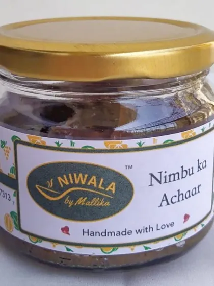 A jar of my classic Nimbu ka Achaar, or lime pickle. This timeless pickle is aged to perfection, making the lime soft and flavourful. It’s a staple in many Indian homes for a reason.