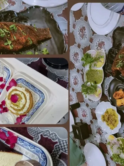 A collage showcasing the beautiful spread of food our guests enjoy during Iftar. It's a feast for the eyes as well as the stomach.