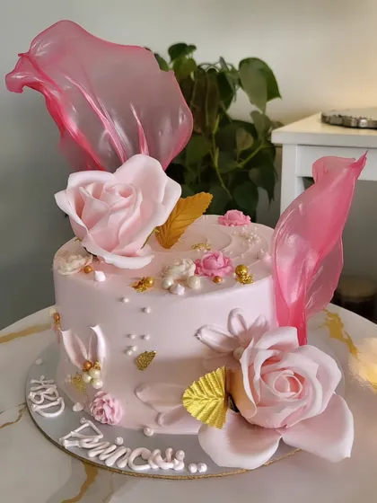 A pretty pink cake for a princess. The simple caption reflects the beauty of the cake itself.