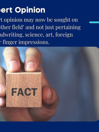 This graphic explains a key change in the new evidence act concerning expert opinion. Our firm provides detailed analysis to ensure our clients are aware of all aspects of new legislation relevant to their disputes.