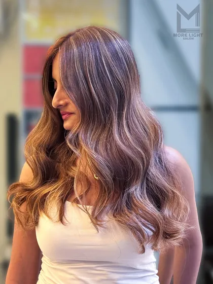 A side view of this bold and balanced color, showing how the different tones work together to create a vibrant style.