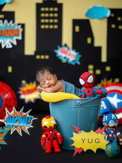The world has a new superhero. This custom Avengers theme brings a world of action and adventure to life for our tiny hero, Yug.