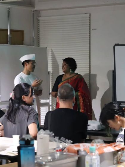 Explaining the different dishes of the Maharashtrian thali to our guests in Nagoya, Japan. It was a joy to see their interest and answer all their questions about our cuisine.