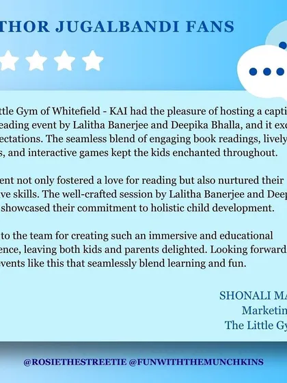 I'm so happy to receive such wonderful feedback from our partners. This glowing review from The Little Gym India highlights our commitment to creating immersive and educational experiences that blend learning with fun.