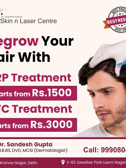 I believe in transparency. This shows the starting prices for my non-surgical hair regrowth treatments, PRP and GFC. These are powerful options for those who want to tackle hair thinning and hair fall without surgery.