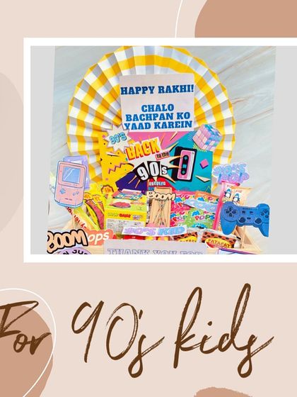 Another look at our popular Rakhi hamper for 90s kids. It's a fun and colourful way to say 'Chalo bachpan ko yaad karein' (Let's remember our childhood).