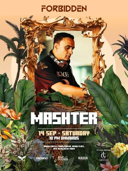 The poster for a "Forbidden" themed night at Brown Cortile, featuring a lush, tropical design that contrasted with the deep, driving music.