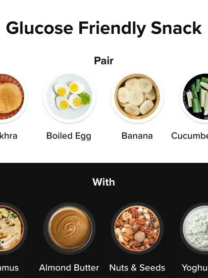 Snacking can be healthy and delicious. I guide you on creating glucose friendly snack pairs like hummus with khakhra or boiled eggs to keep your energy stable and prevent blood sugar spikes, which is crucial for managing diabetes and PCOS.