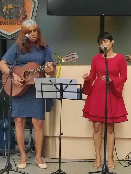 Performing with my band, Midnight Poppies, at Seven Rivers Brewing Co. A casual brewery gig like this allows for a great connection with the audience, playing a mix of original music and soulful covers.