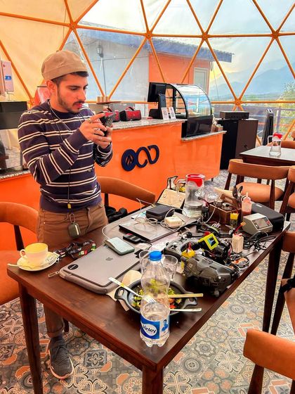 A throwback photo from a trip to Bir, showing my work setup in a cafe. A moment of reflection on being content and redefining my life in 2023.