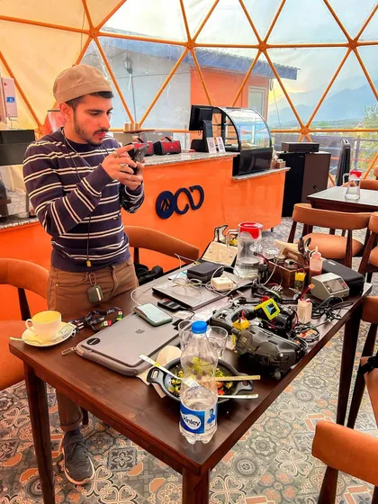 A throwback photo from a trip to Bir, showing my work setup in a cafe. A moment of reflection on being content and redefining my life in 2023.