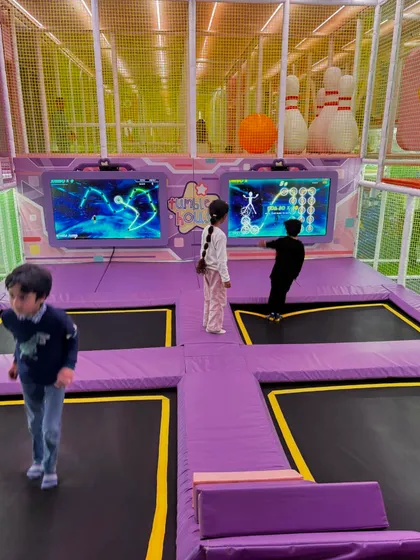 Jump into the future of play on our interactive trampoline. It’s not just bouncing; it’s a high-tech game that gets kids active and laughing.