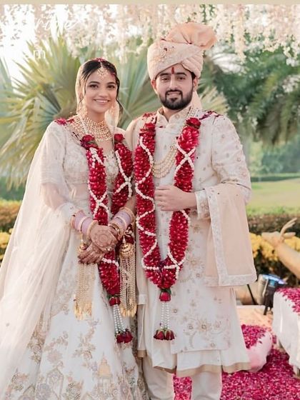 The happy couple. Vidha's natural makeup look was perfect for her outdoor ceremony, looking fresh and beautiful next to her groom.