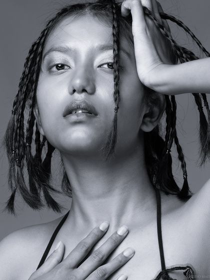 A black and white version of the close-up, for a classic and timeless look.