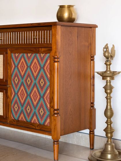 The Ramaniyam collection, a result of a deep collaboration with one of our earliest clients. This project includes a lounge sofa, tile-inlay center table, TV unit, dining set, and a statement console, all designed to reflect the client's cultural roots.