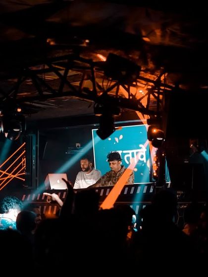 The unique laser setup at a club in Hyderabad, creating geometric patterns over the crowd.