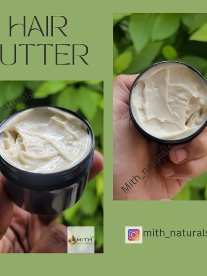 My rich and creamy Hair Butter, made with shea butter, cocoa butter, and nourishing oils. This treatment provides intense moisture, strengthens hair, and helps control hair fall.