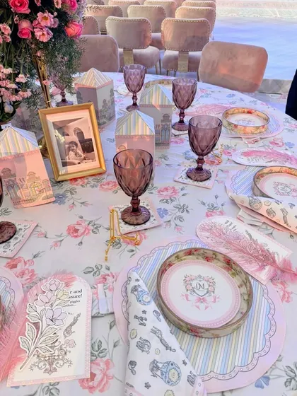 The soft, romantic lighting and floral details create a truly enchanting dining experience for the little guests.
