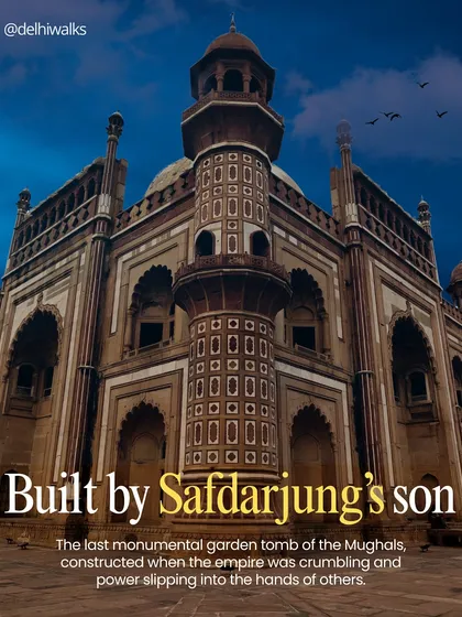 Built by Safdarjung's son, this was the last monumental garden tomb of the Mughals. It was constructed as the empire's power was slipping away.